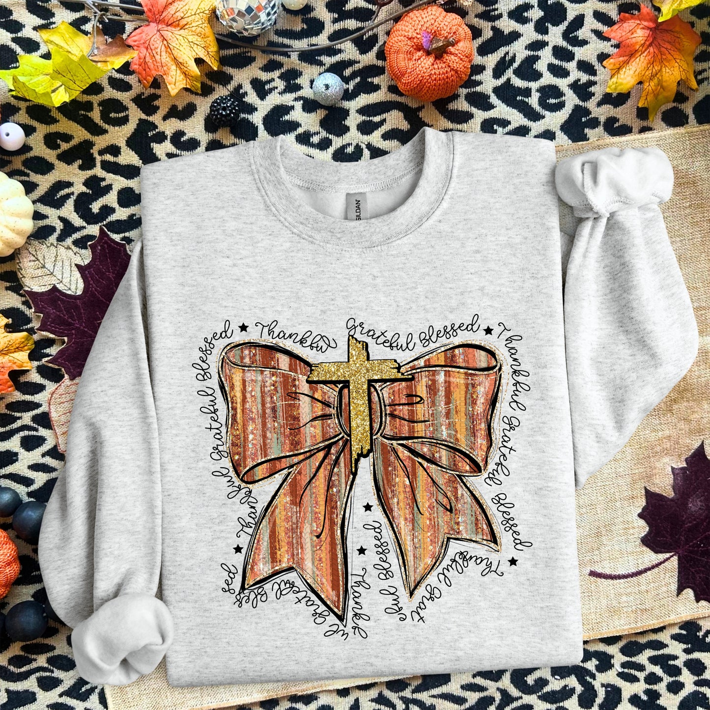 Thankful Coquette Bow with Cross