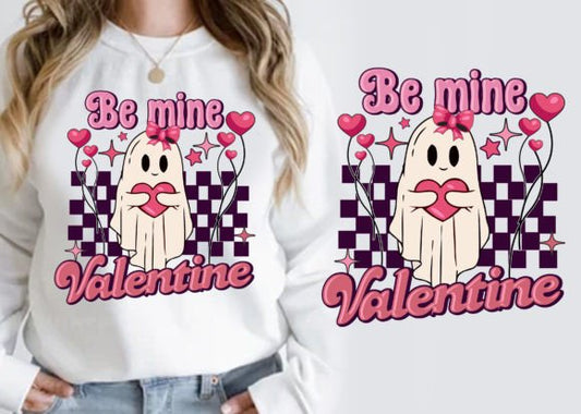 Be Mine Retro Valentine Boo  | Comfort Colors Tee or Gildan Crewneck Sweatshirt