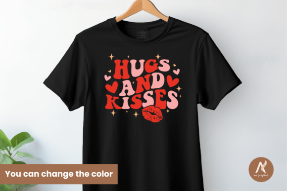 Hugs and Kisses Wavy Red and Pink  | Comfort Colors Tee or Gildan Crewneck Sweatshirt