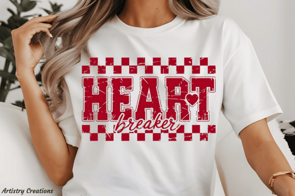 Retro Valentine Day Heartbreaker Checkered  | Comfort Colors Tee or Gildan Crewneck Sweatshirt