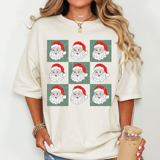 Santa Claus Checker Boxes | Comfort Colors Tee or Gildan Crewneck Sweatshirt