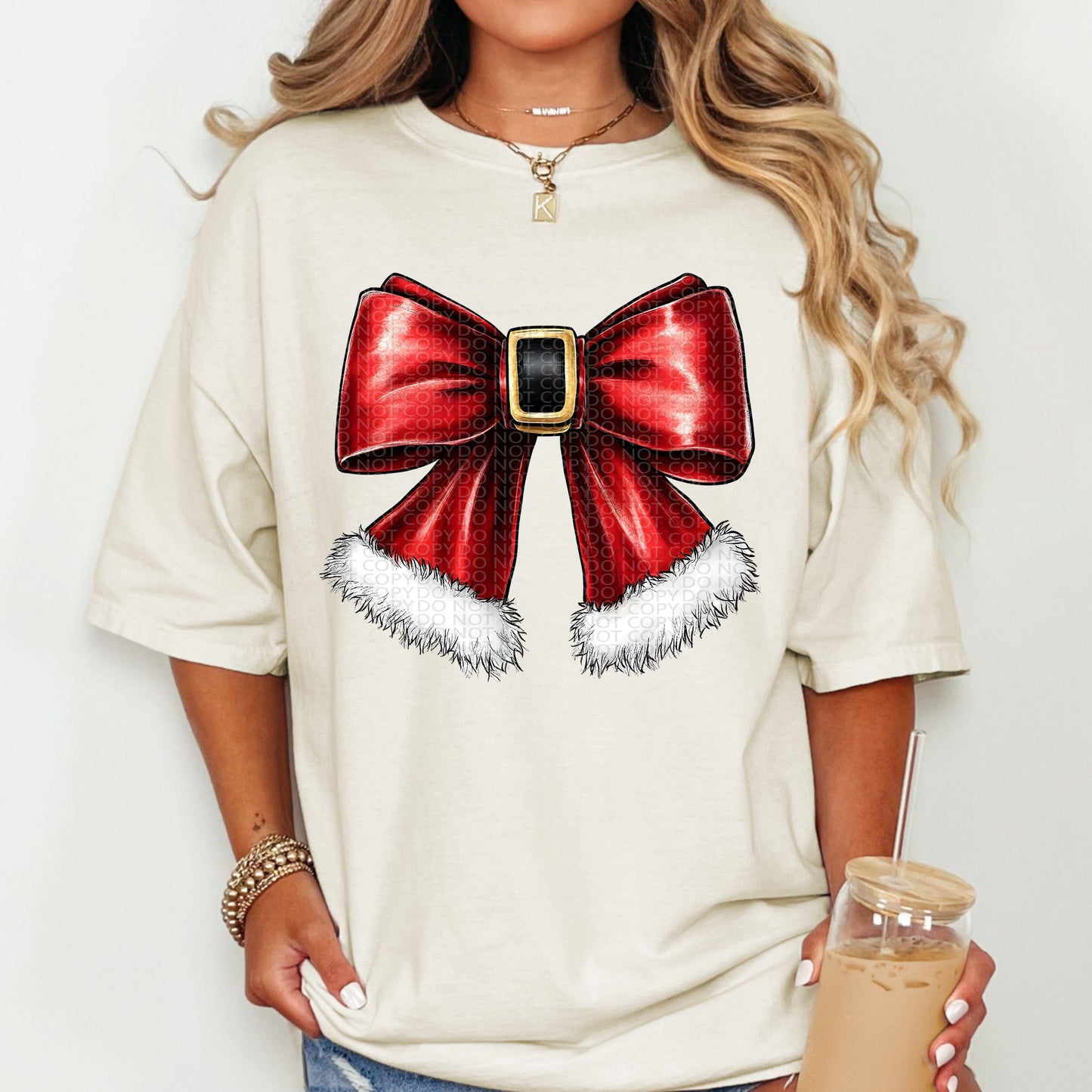 Santa Bow | Comfort Colors Tee or Gildan Crewneck Sweatshirt